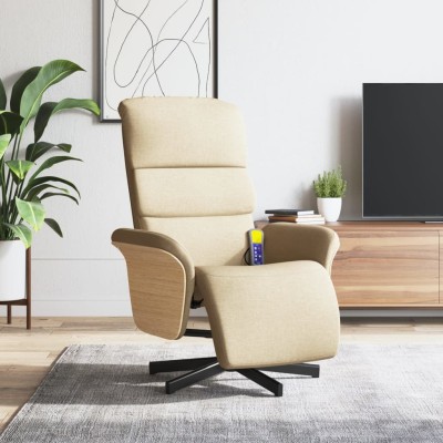Sillón reclinable con reposapiés tela color crema