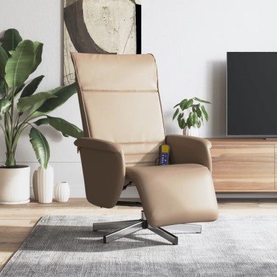 Sillón reclinable con reposapiés cuero sintético capuchino