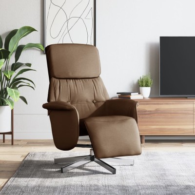 Sillón reclinable con reposapiés tela marrón