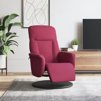 Sillón reclinable con reposapiés terciopelo rojo tinto