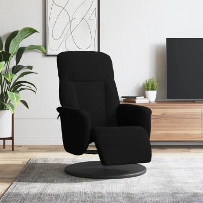 Sillón reclinable con reposapiés terciopelo negro
