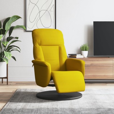 Sillón reclinable con reposapiés terciopelo amarillo