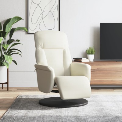 Sillón reclinable con reposapiés terciopelo color crema