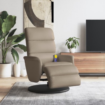 Sillón reclinable masaje reposapiés cuero sintético capuchino