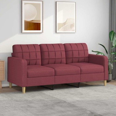 Sofá de 3 plazas de tela rojo tinto 180 cm