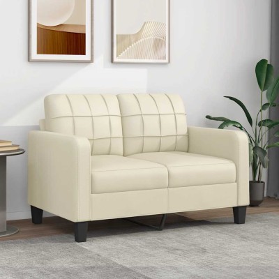 Sofá de 2 plazas de cuero sintético color crema 120 cm