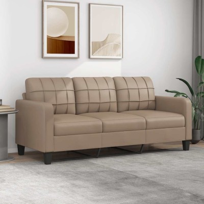 Sofá de 3 plazas de cuero sintético color capuchino 180 cm