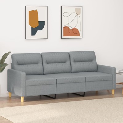 Sofá de 3 plazas de tela gris claro 180 cm