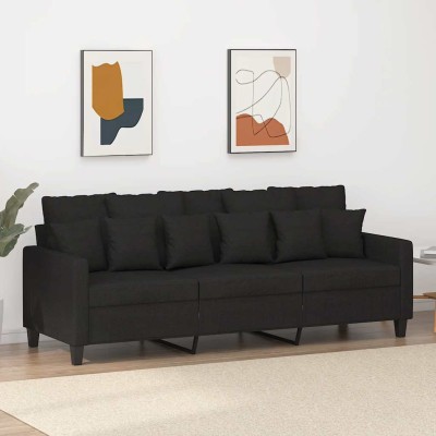 Sofá de 3 plazas de tela negro 180 cm