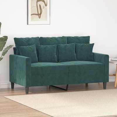 Sofá de 2 plazas de terciopelo verde oscuro 120 cm