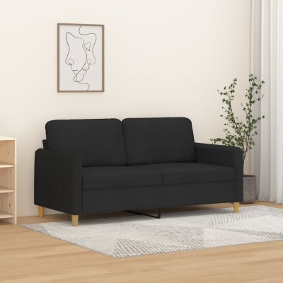 Sofá de 2 plazas de tela negro 140 cm