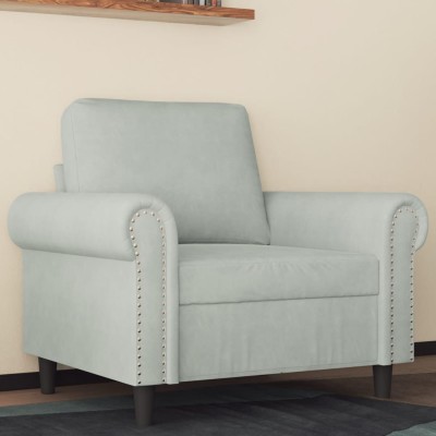 Sillón de terciopelo gris claro 60 cm