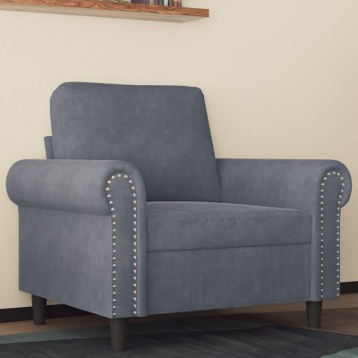 Sillón de terciopelo gris oscuro 60 cm