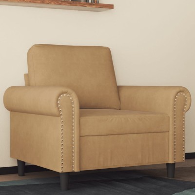 Sillón de terciopelo marrón 60 cm