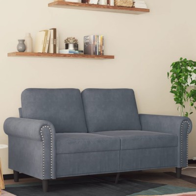 Sofá de 2 plazas de terciopelo gris oscuro 120 cm