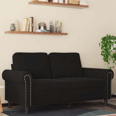 Sofá de 2 plazas terciopelo negro 120 cm