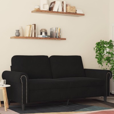 Sofá de 2 plazas terciopelo negro 140 cm