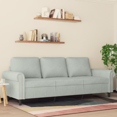 Sofá de 3 plazas terciopelo gris claro 180 cm