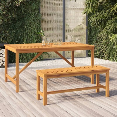 Banco de jardín madera maciza de acacia 110 cm
