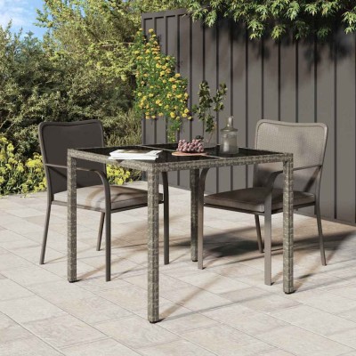 Mesa de comedor de jardín Gris 90 x 90 x 75 cm Poliratán