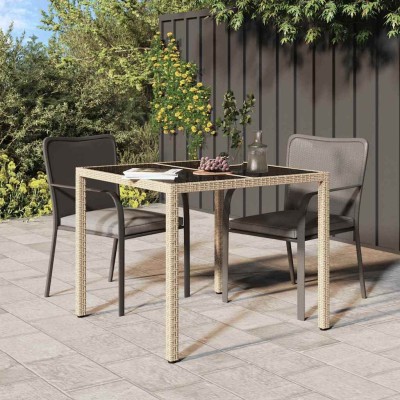Mesa de comedor de jardín Beige 90 x 90 x 75 cm Poliratán