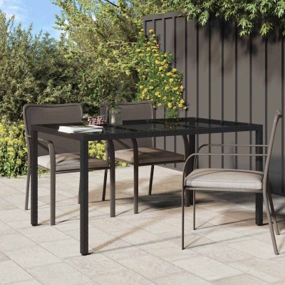 Mesa de comedor de jardín Negro 150 x 90 x 75 cm Poliratán