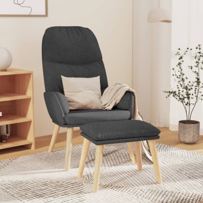 Sillón de relax con taburete tela gris oscuro