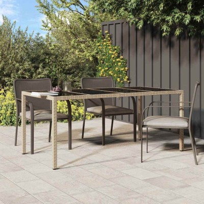 Mesa de comedor de jardín Beige 190 x 90 x 75 cm Poliratán