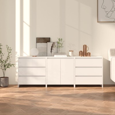 Aparador de 3 piezas madera manufacturada blanca