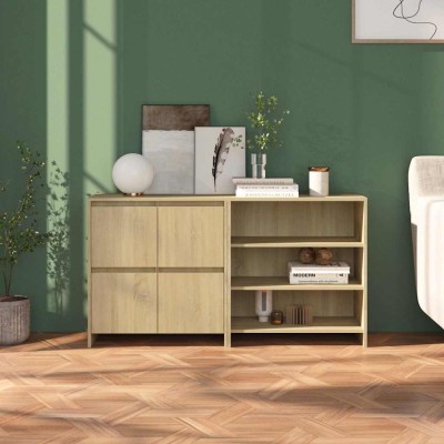 Aparador de 2 piezas madera manufacturada color roble Sonoma