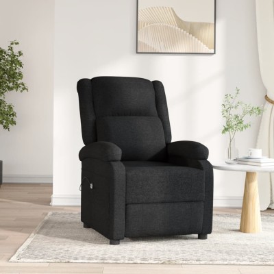 Sillón reclinable eléctrico de tela negro
