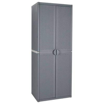 Armario de almacenaje para jardín PP ratán gris 65x45x172 cm