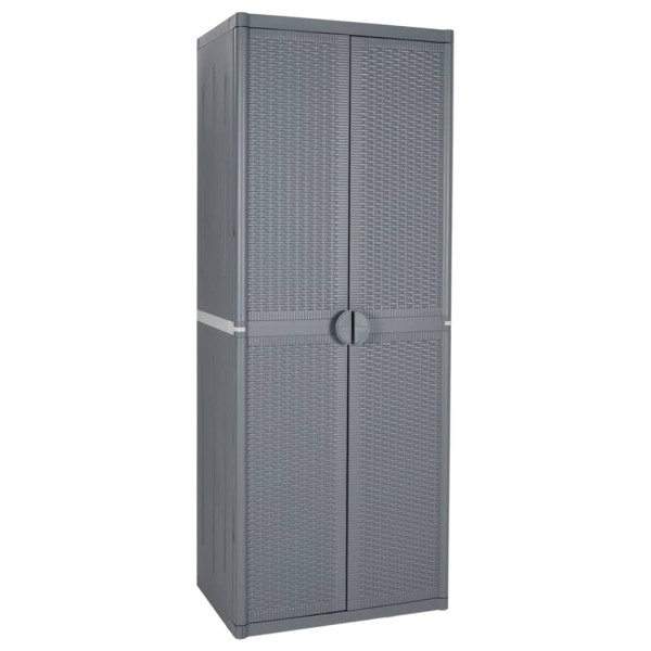 Armario de almacenaje para jardín PP ratán gris 65x45x172 cm