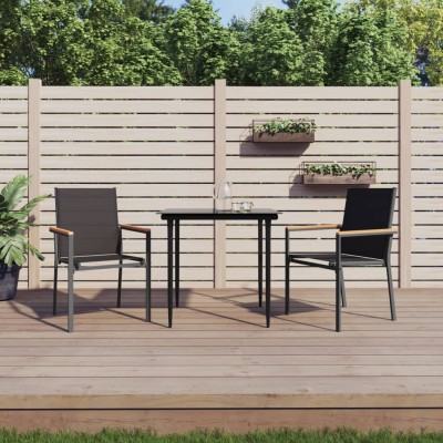 Sillas de jardín 2 uds textilene y acero negro 55x61,5x90 cm