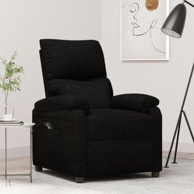 Sillón reclinable eléctrico de tela negro