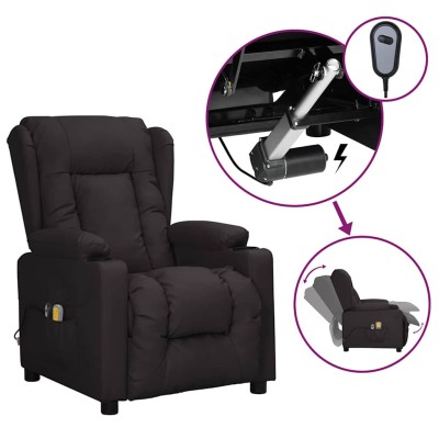 Sillón de masaje eléctrico cuero sintético negro