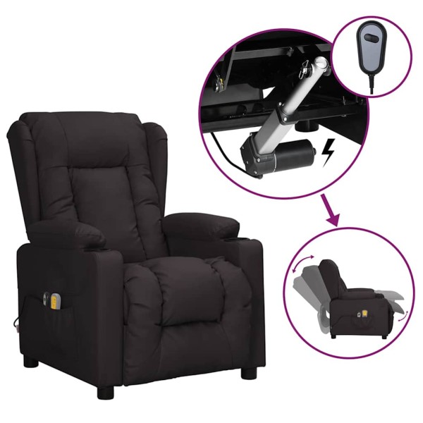 Sillón de masaje eléctrico cuero sintético negro