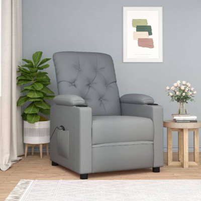 Sillón reclinable eléctrico tela gris claro