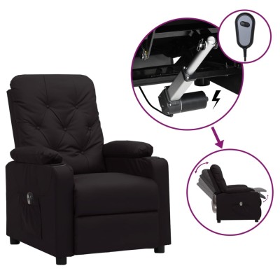 Sillón reclinable eléctrico de cuero sintético negro