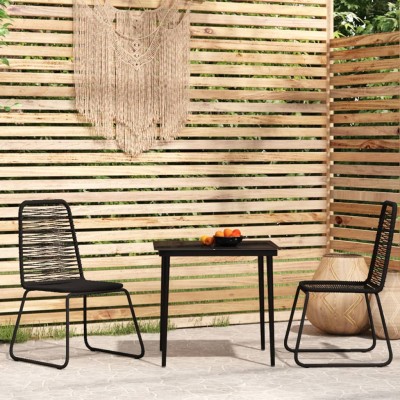 Juego de comedor para jardín 3 piezas negro