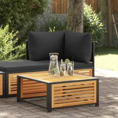 Mesa de jardín de madera maciza de acacia 68x68x30 cm
