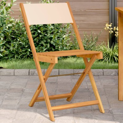 Sillas de bistró 2 uds madera maciza acacia y tela beige