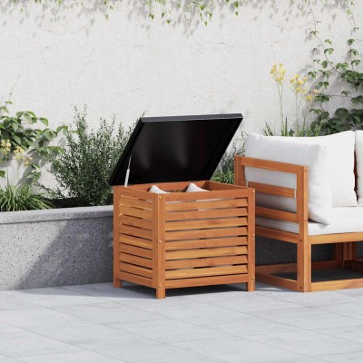 Caja de almacenaje de jardín madera maciza eucalipto 60x50x55cm