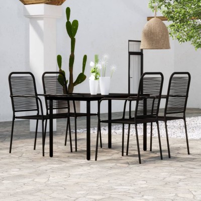 Juego de comedor de jardín 5 piezas negro