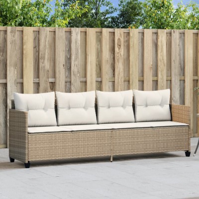 Tumbona con cojines ratán sintético beige
