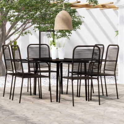 Juego de comedor de jardín 7 piezas negro