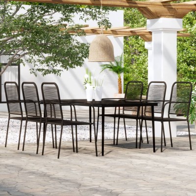 Juego de comedor de jardín 7 piezas negro