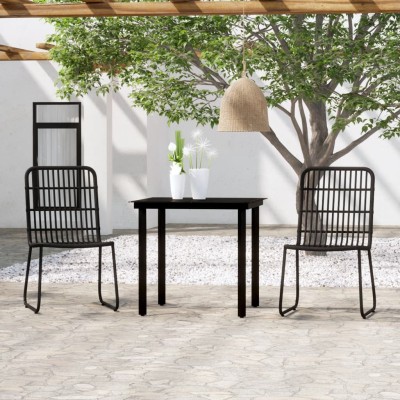 Juego de comedor para jardín 3 piezas negro