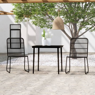 Juego de comedor para jardín 3 piezas negro