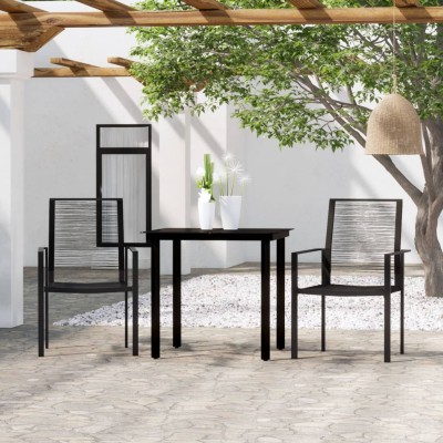 Juego de comedor de jardín 3 piezas negro